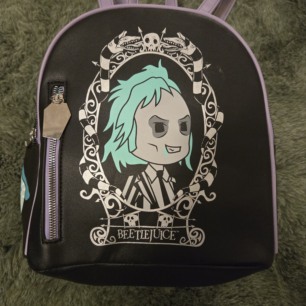 Beetlejuice Kids Backpack - Black and Purple